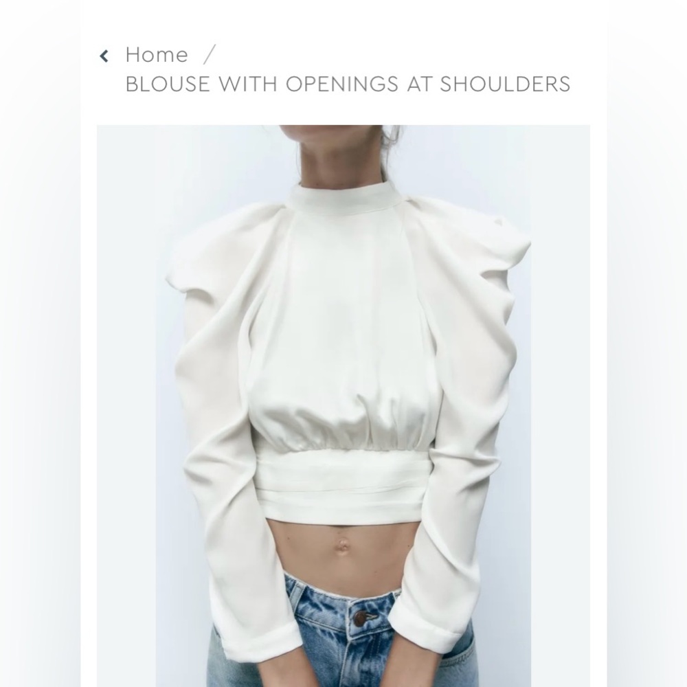 NWT ZARA BLOUSE WITH OPENING AT SHOULDERS SIZE M